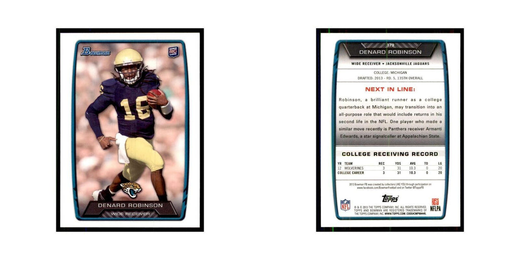 2013 Bowman Denard Robinson RC Football Cards #179