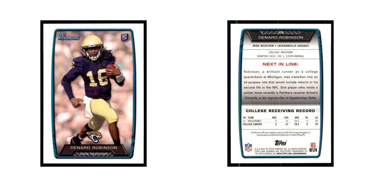 2013 Bowman Denard Robinson RC Football Cards #179