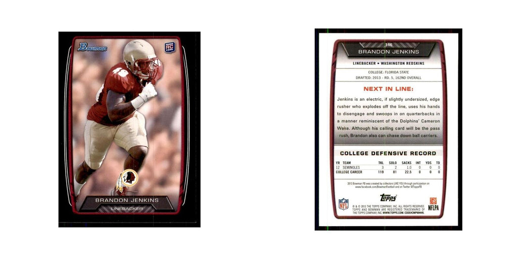 2013 Bowman Brandon Jenkins RC Football Cards #146