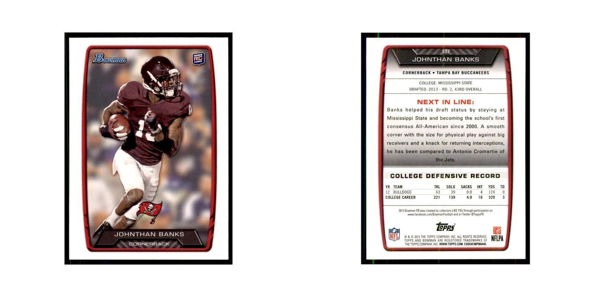 2013 Bowman Johnthan Banks RC Football Cards #137