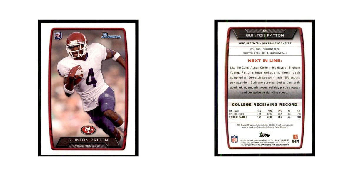 2013 Bowman Quinton Patton RC Football Cards #131