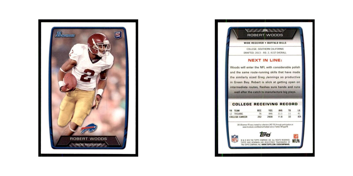 2013 Bowman Robert Woods RC Football Cards #204