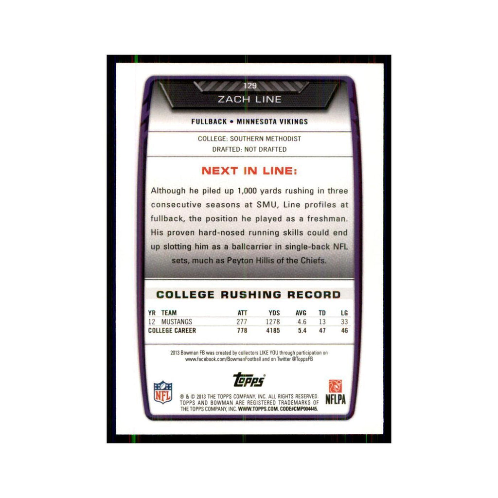 2013 Bowman Zach Line RC Football Cards #129