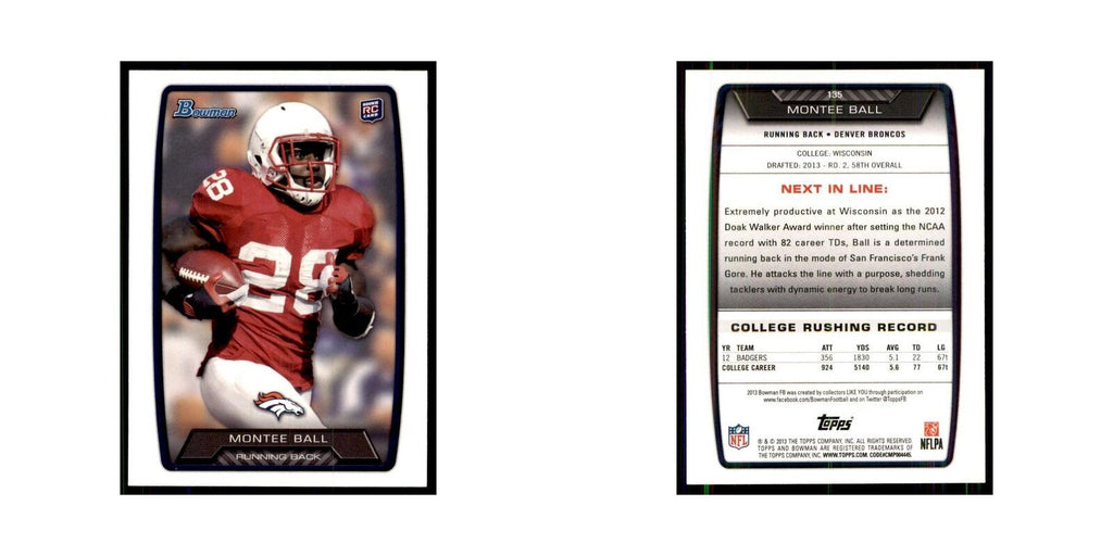2013 Bowman Montee Ball RC Football Cards #135