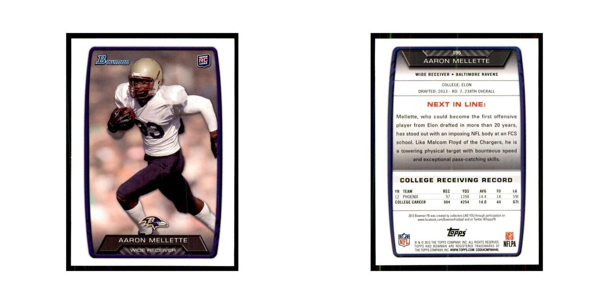 2013 Bowman Aaron Mellette RC Football Cards #195