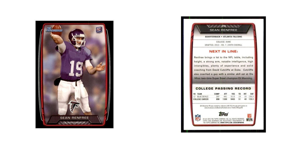 2013 Bowman Sean Renfree RC Football Cards #218