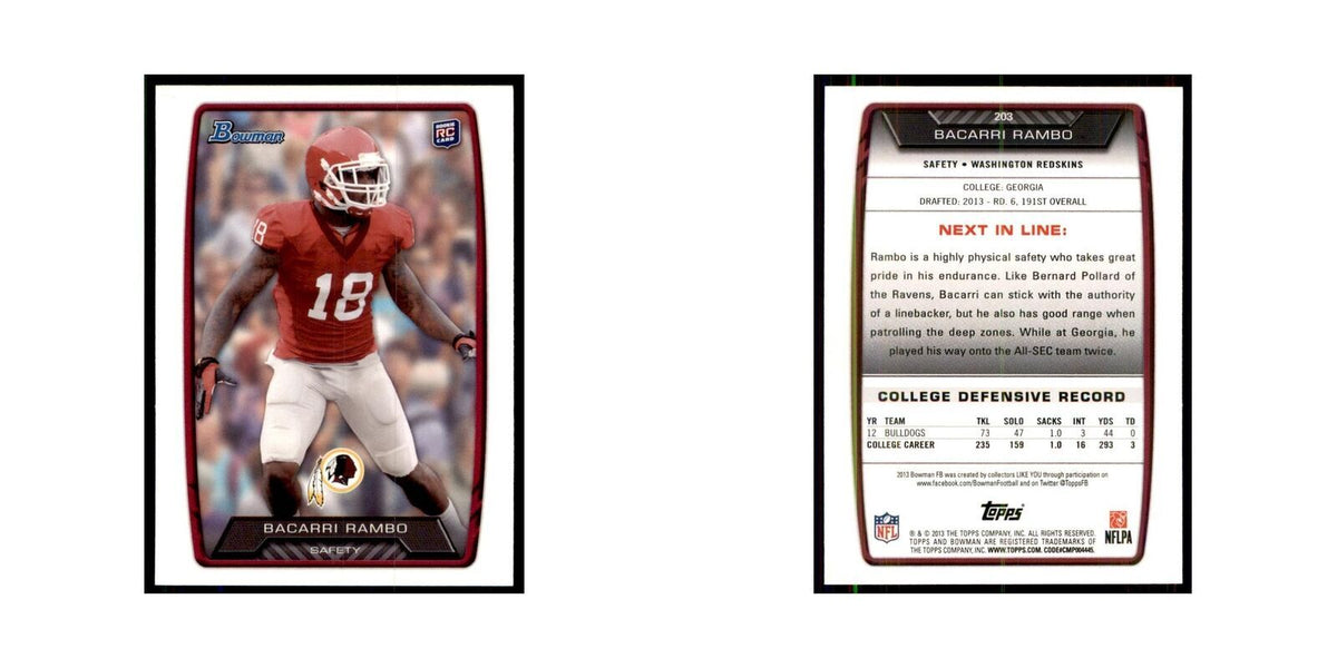 2013 Bowman Bacarri Rambo RC Football Cards #203