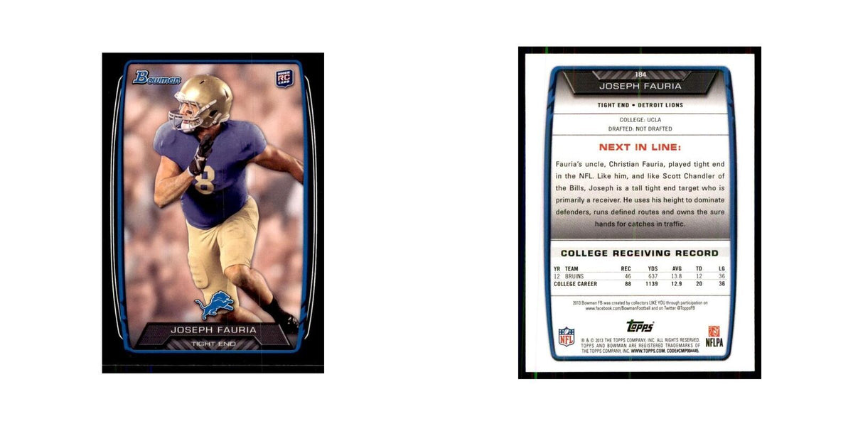 2013 Bowman Joseph Fauria RC Football Cards #184