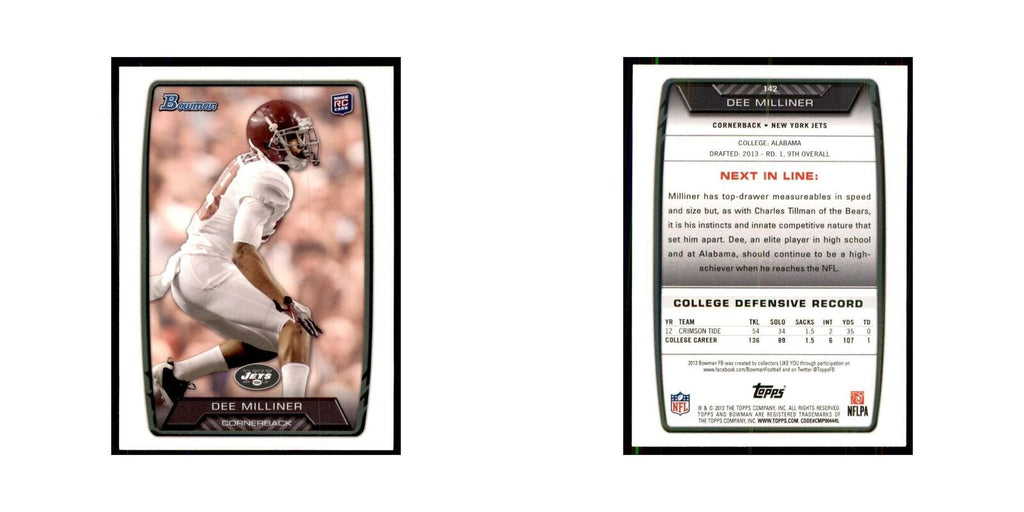 2013 Bowman Dee Milliner RC Football Cards #142