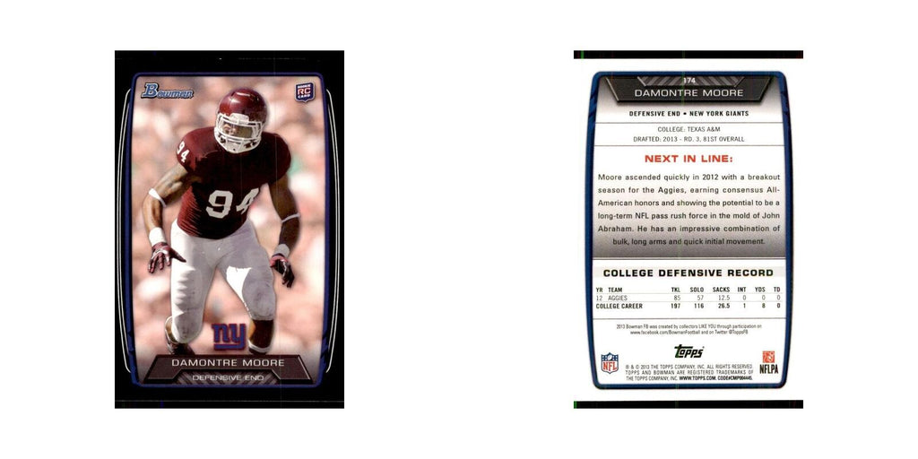 2013 Bowman Damontre Moore RC Football Cards #174