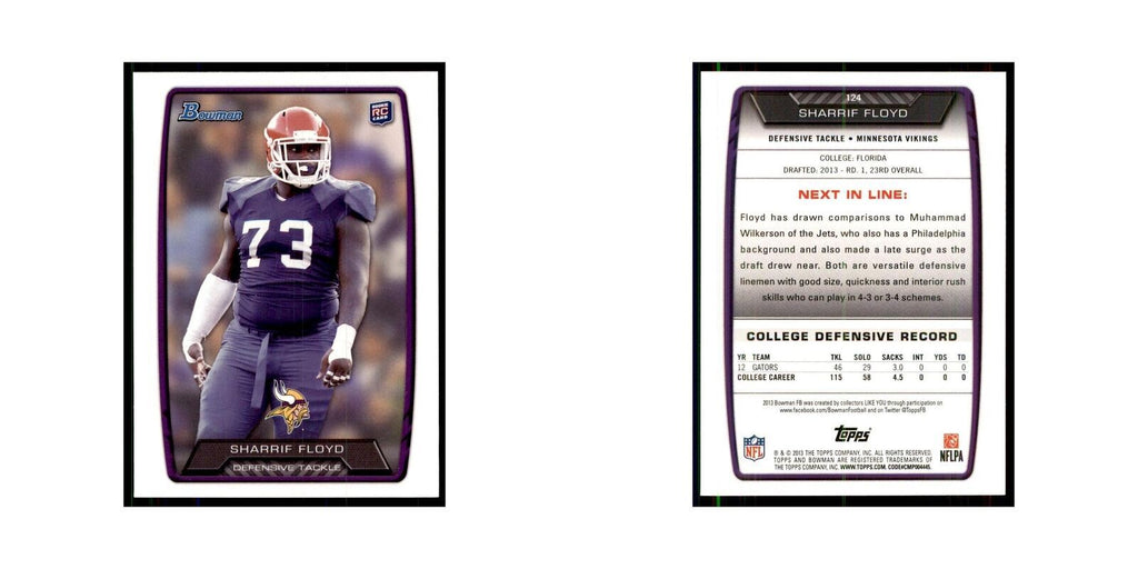 2013 Bowman Sharrif Floyd RC Football Cards #124