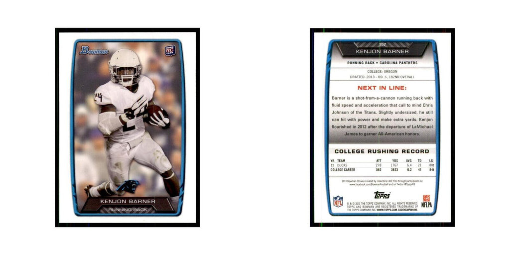 2013 Bowman Kenjon Barner RC Football Cards #157
