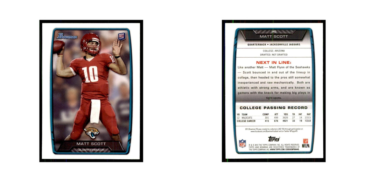 2013 Bowman Matt Scott RC Football Cards #143