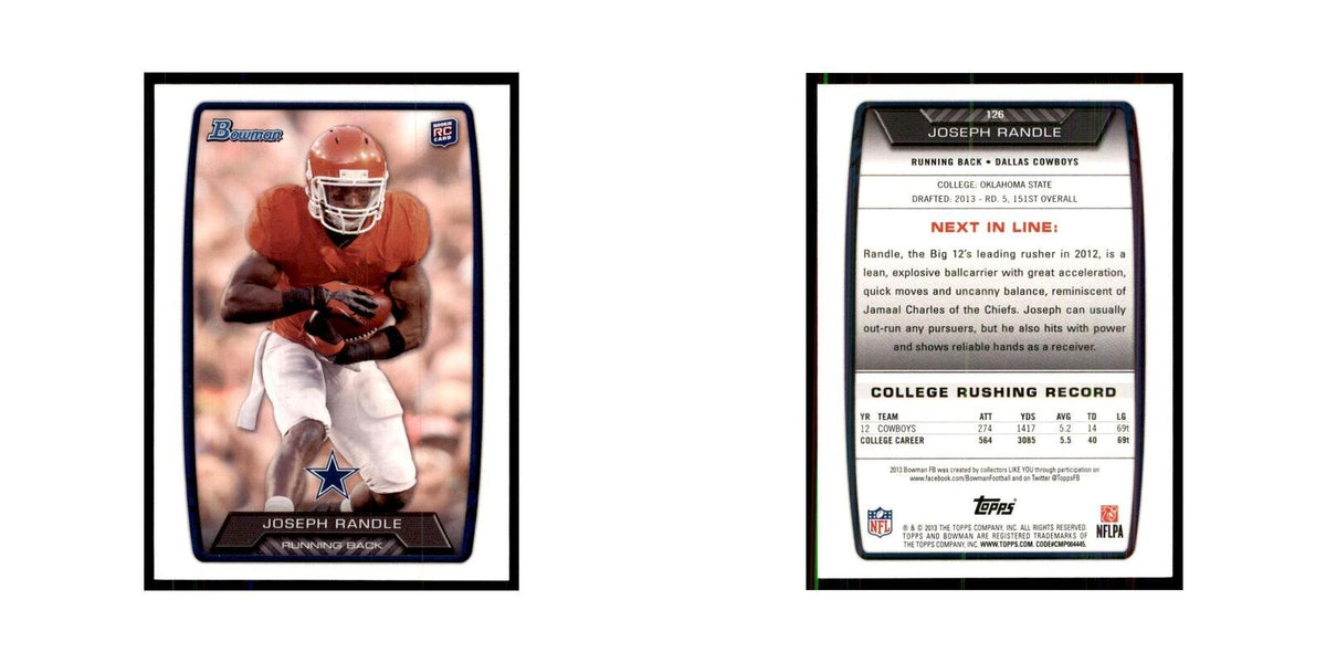 2013 Bowman Joseph Randle RC Football Cards #126