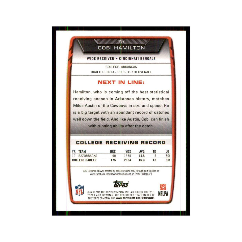 2013 Bowman Cobi Hamilton RC Football Cards #197