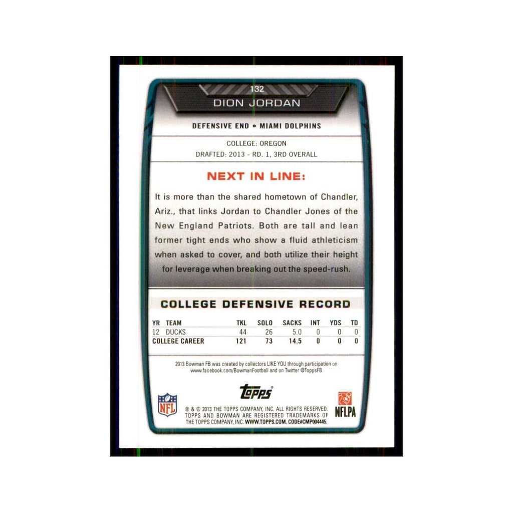 2013 Bowman Dion Jordan RC Football Cards #132