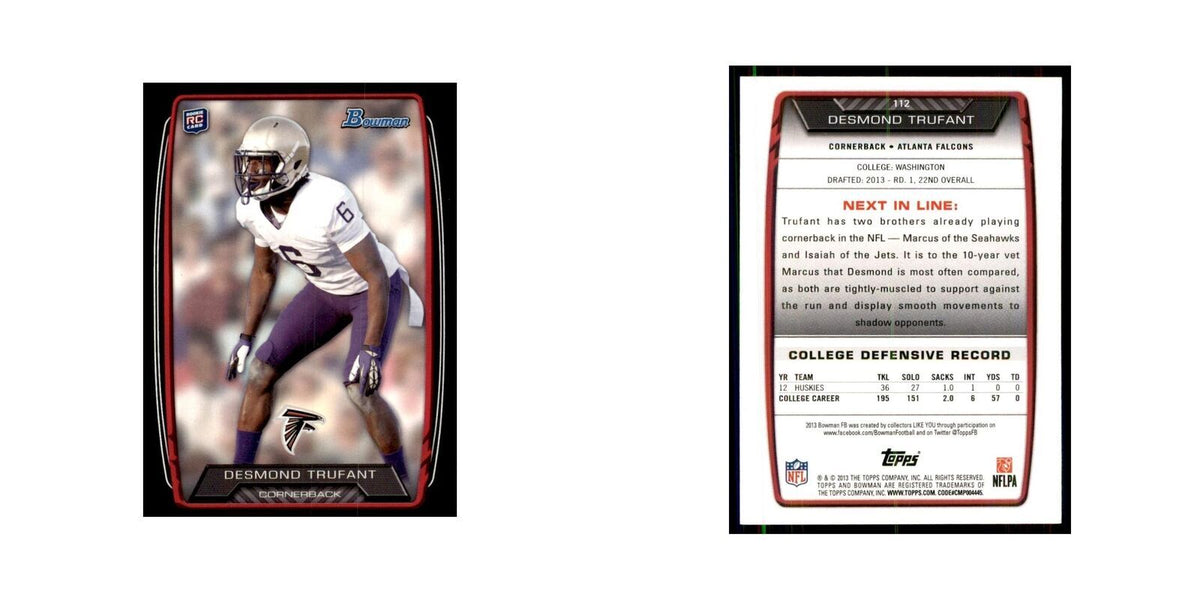2013 Bowman Desmond Trufant RC Football Cards #112