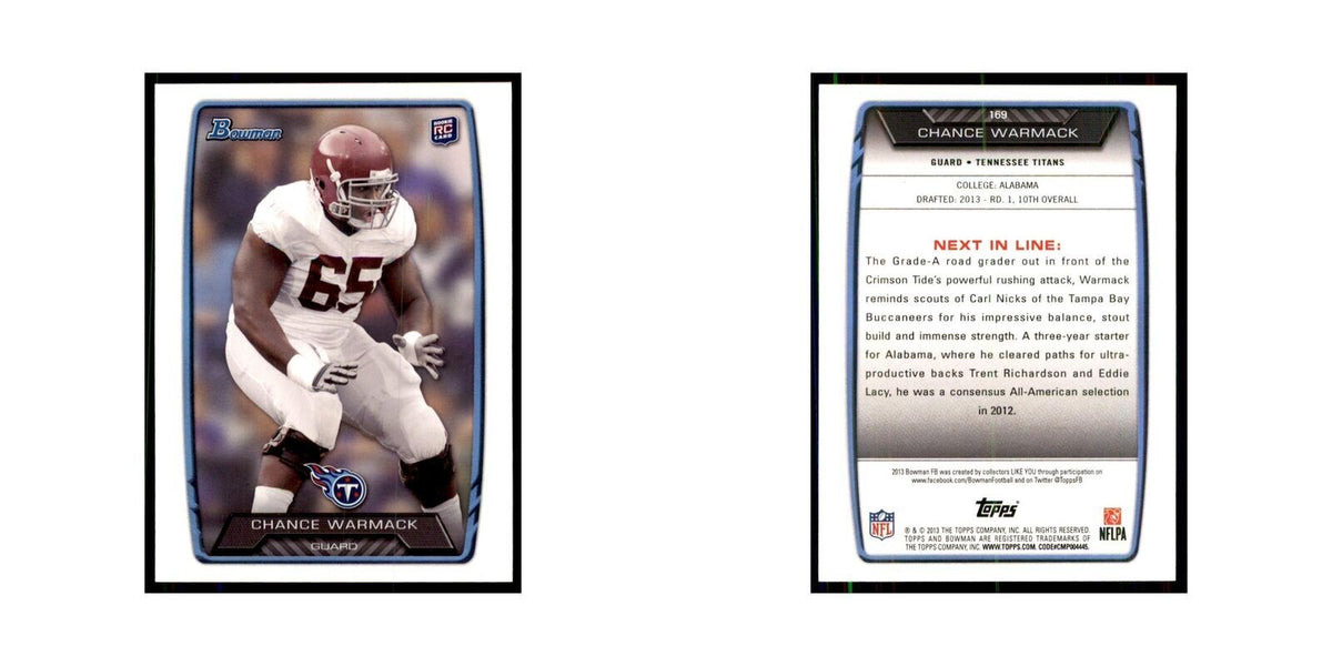 2013 Bowman Chance Warmack RC Football Cards #169