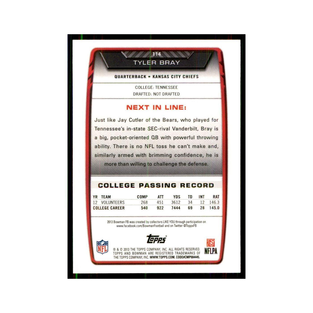 2013 Bowman Tyler Bray RC Football Cards #114