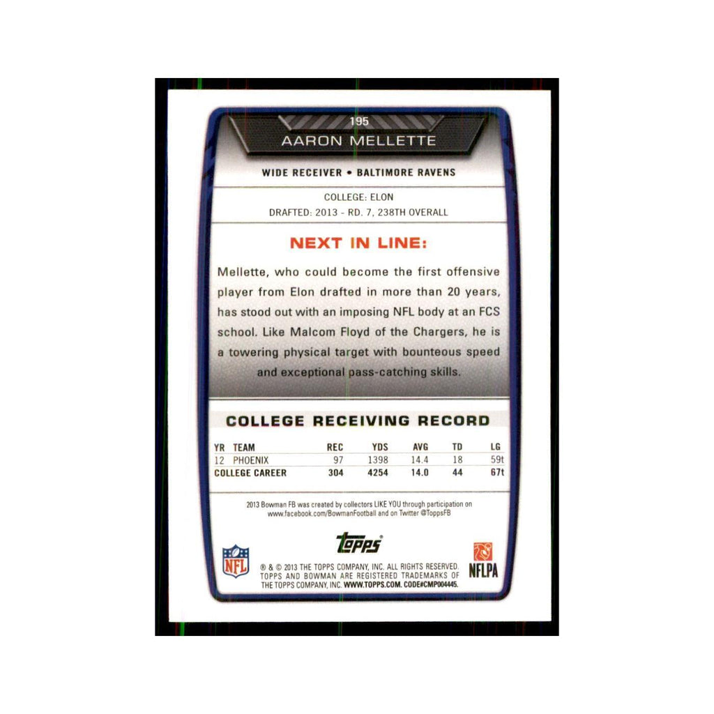 2013 Bowman Aaron Mellette RC Football Cards #195