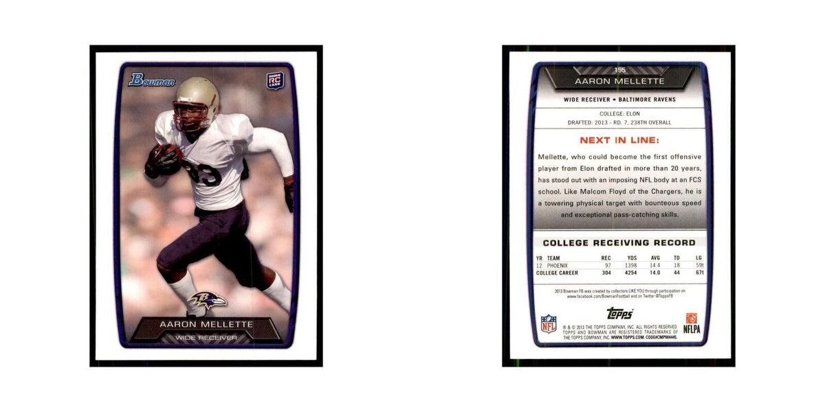 2013 Bowman Aaron Mellette RC Football Cards #195