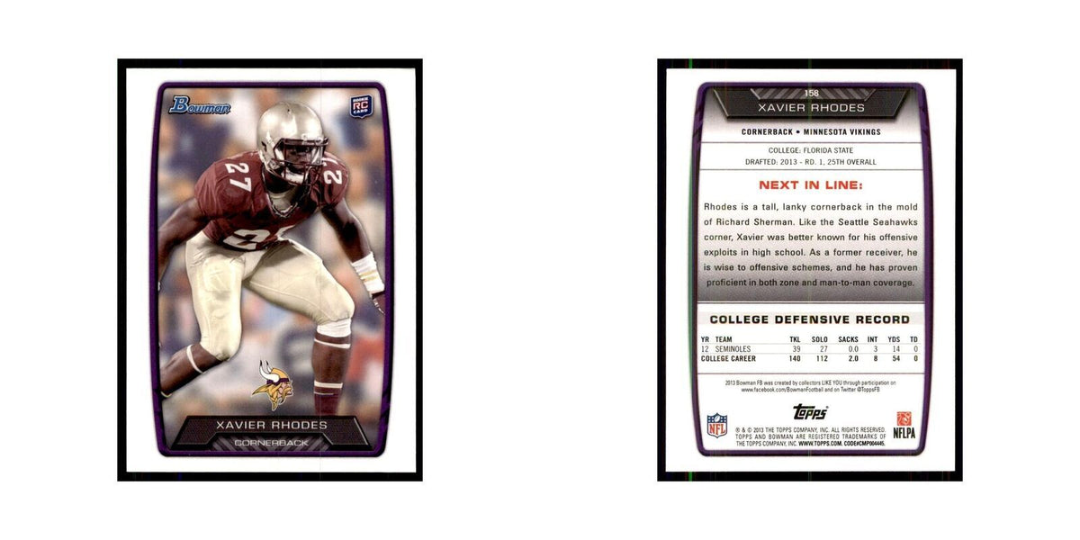 2013 Bowman Xavier Rhodes RC Football Cards #158