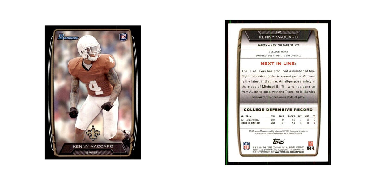 2013 Bowman Kenny Vaccaro RC Football Cards #172