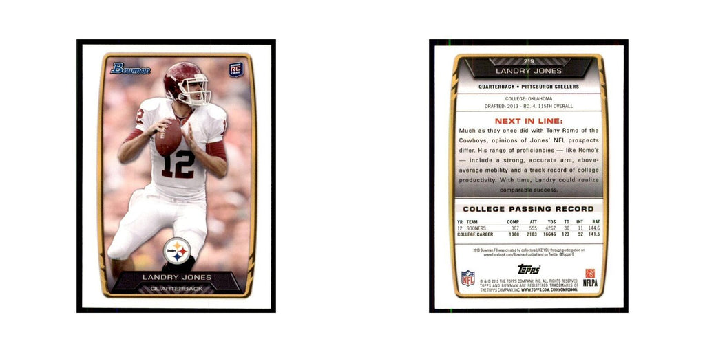 2013 Bowman Landry Jones RC Football Cards #219