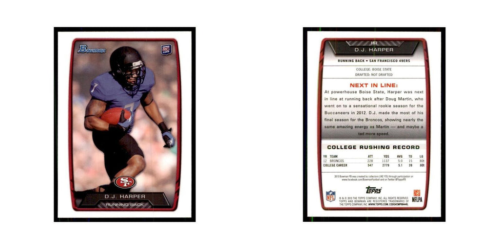 2013 Bowman D.J. Harper RC Football Cards #167