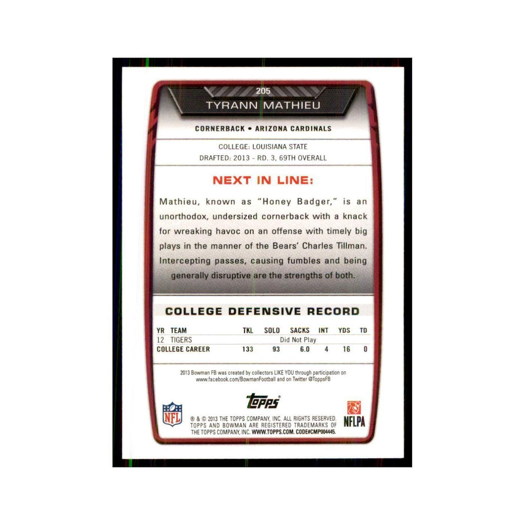 2013 Bowman Tyrann Mathieu RC Football Cards #205