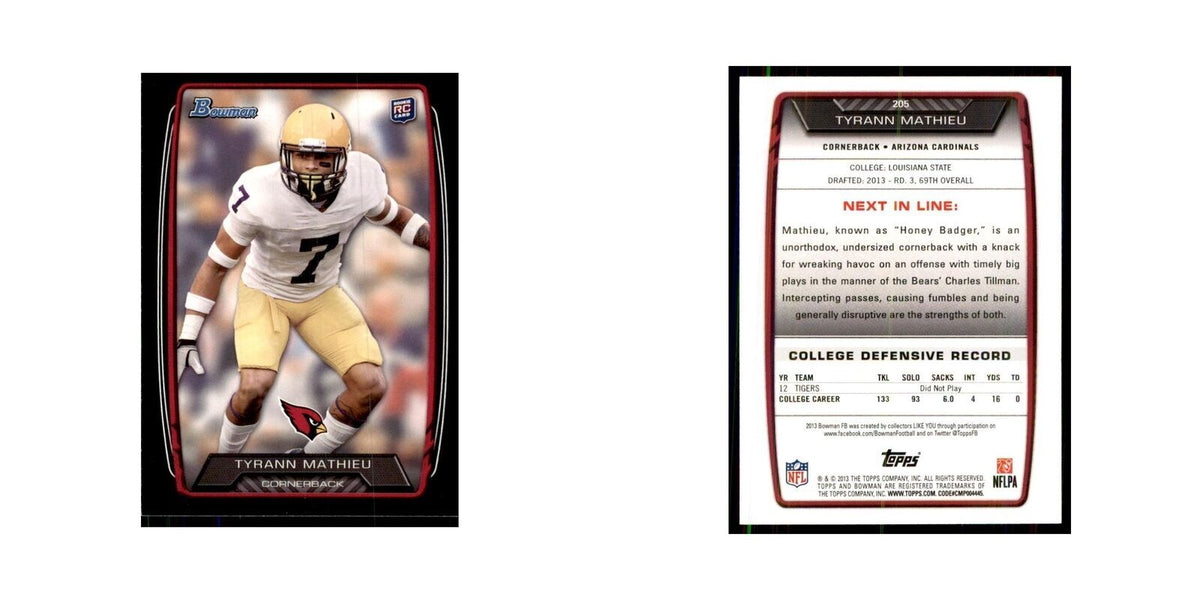 2013 Bowman Tyrann Mathieu RC Football Cards #205