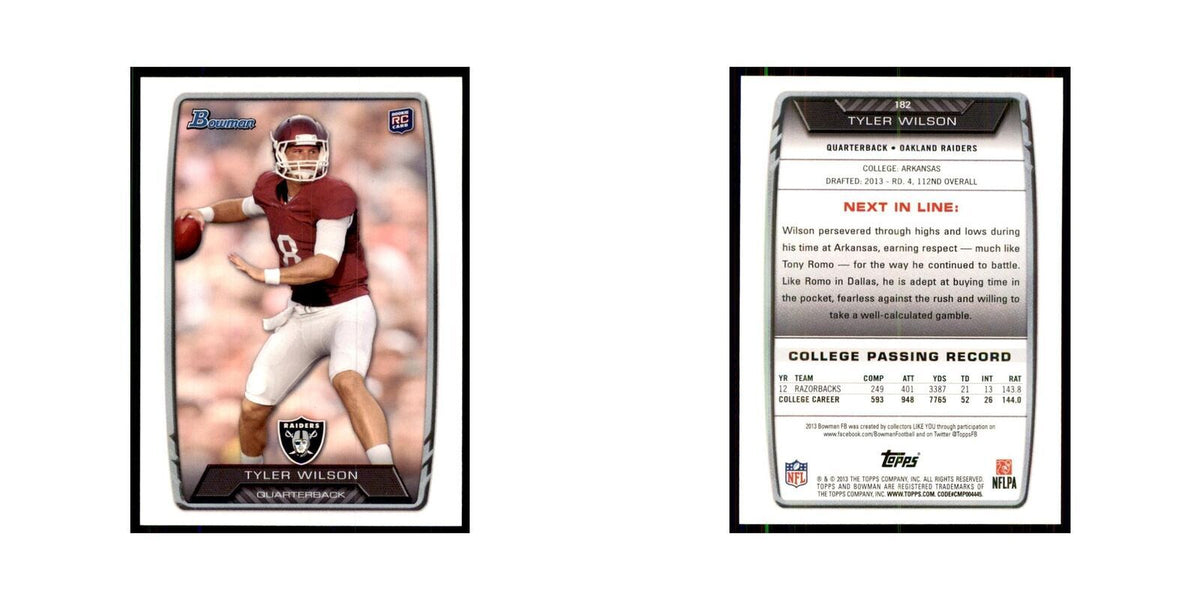 2013 Bowman Tyler Wilson RC Football Cards #182