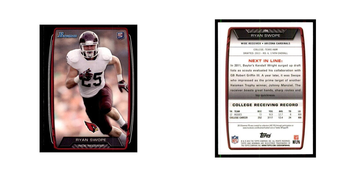2013 Bowman Ryan Swope RC Football Cards #194
