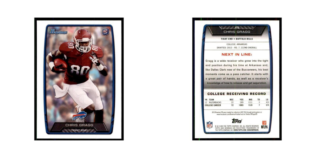 2013 Bowman Chris Gragg RC Football Cards #173
