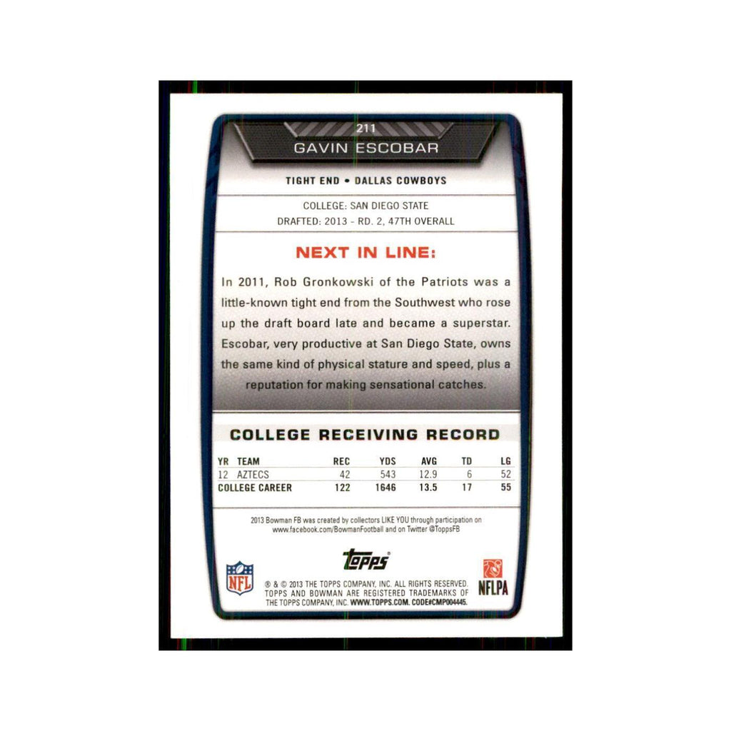 2013 Bowman Gavin Escobar RC Football Cards #211