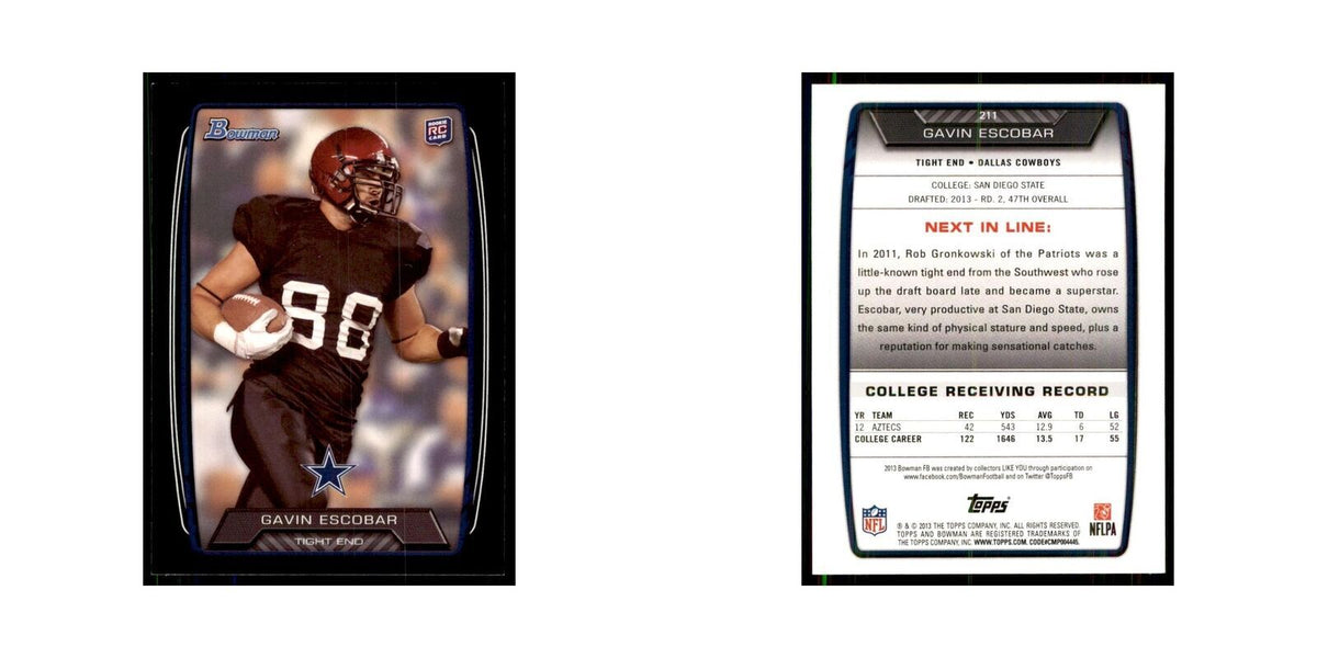 2013 Bowman Gavin Escobar RC Football Cards #211