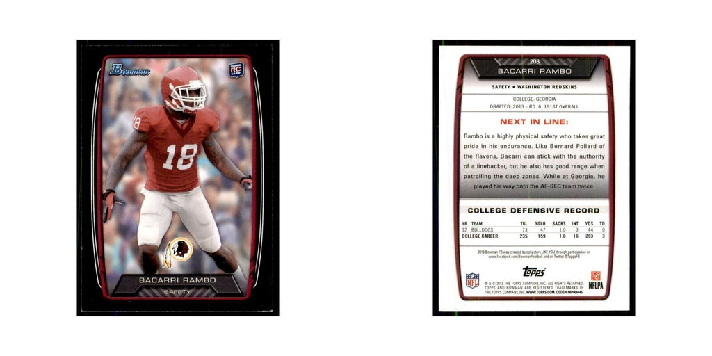 2013 Bowman Bacarri Rambo RC Football Cards #203