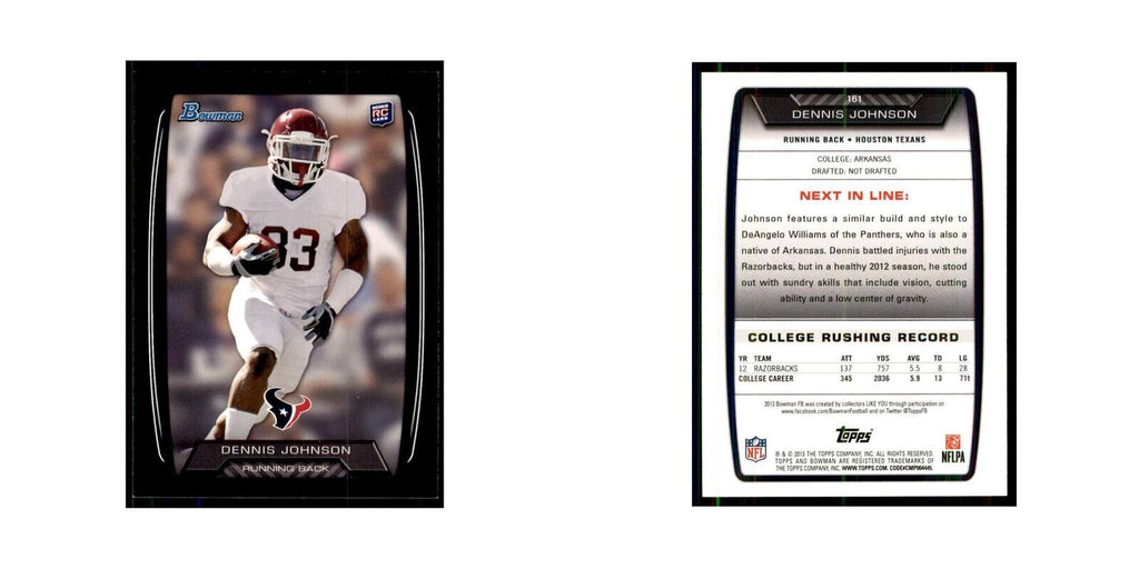 2013 Bowman Dennis Johnson RC Football Cards #161