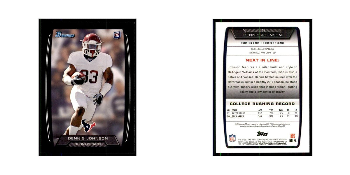 2013 Bowman Dennis Johnson RC Football Cards #161