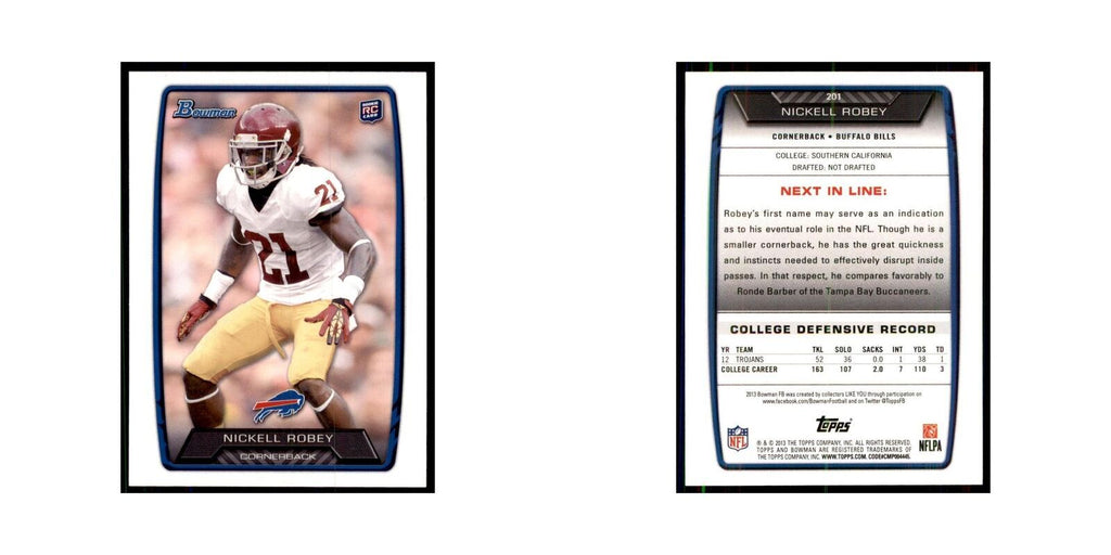 2013 Bowman Nickell Robey RC Football Cards #201