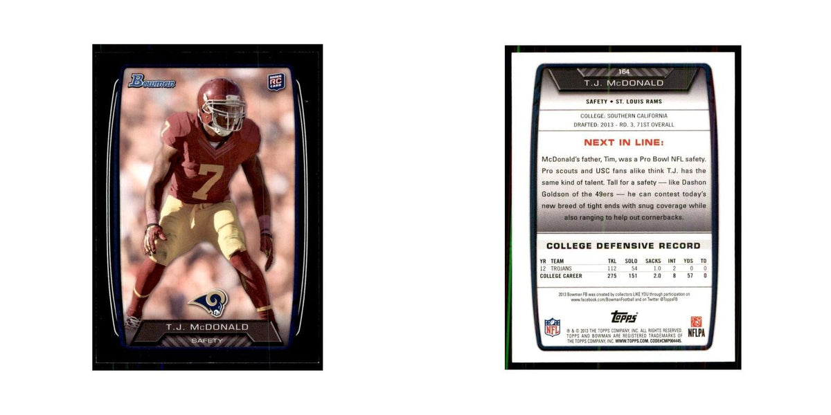 2013 Bowman T.J. McDonald RC Football Cards #164