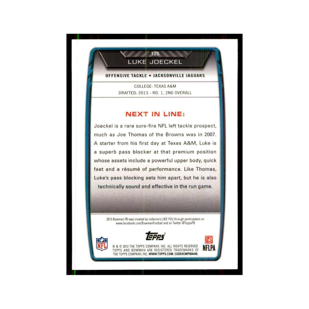2013 Bowman Luke Joeckel RC Football Cards #125