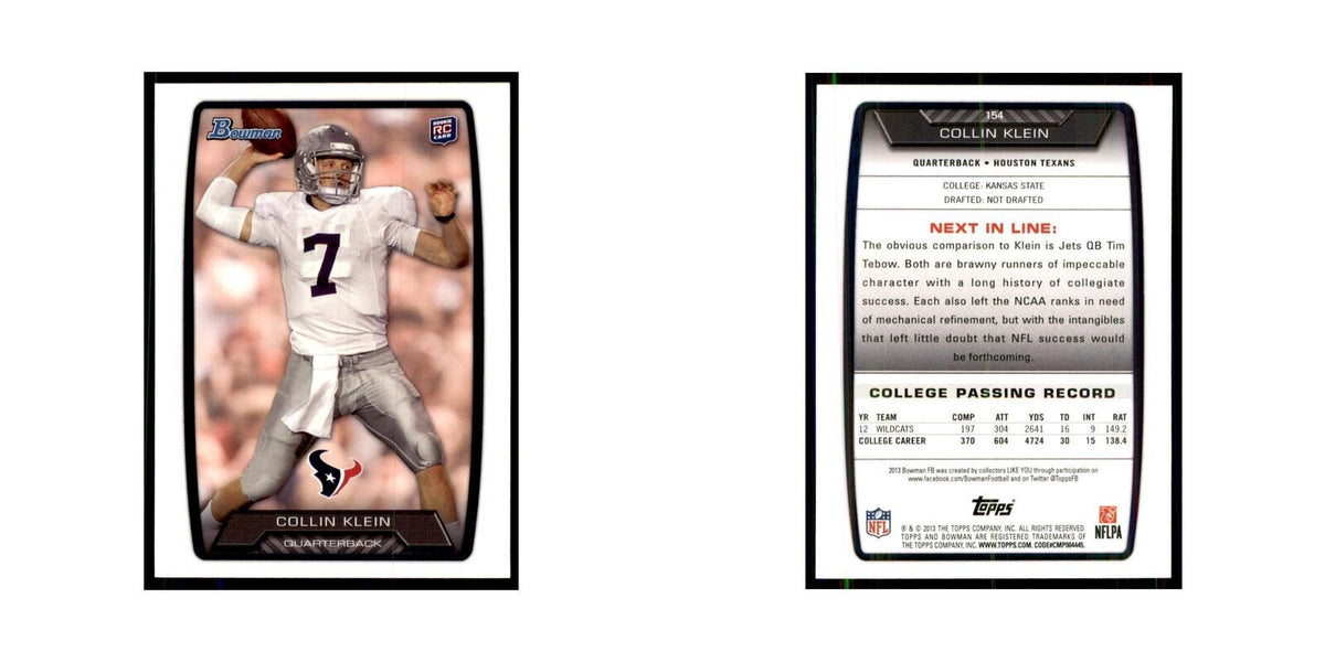 2013 Bowman Collin Klein RC Football Cards #154