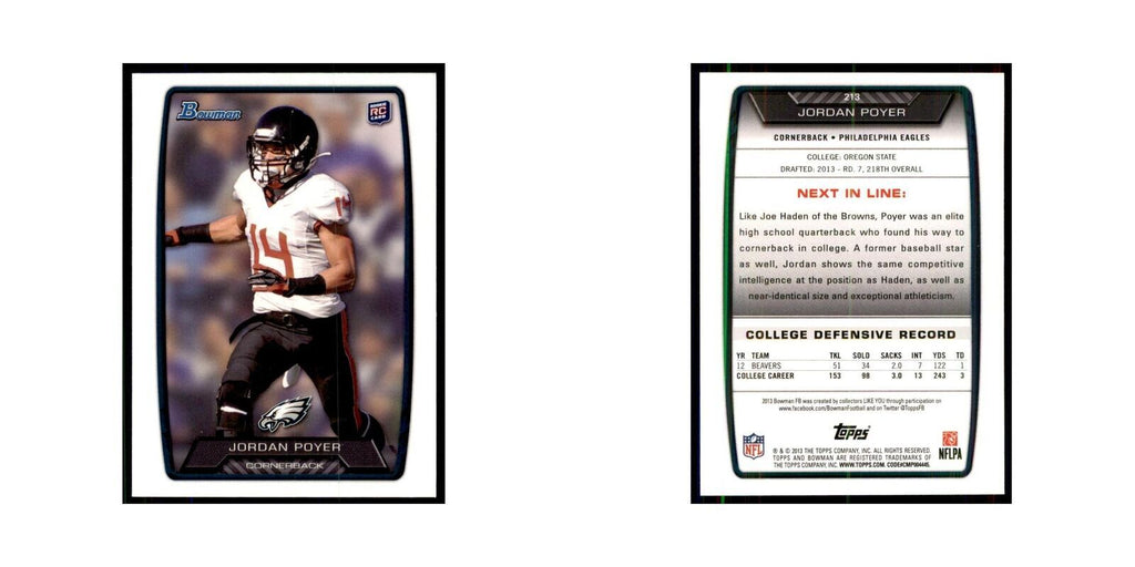 2013 Bowman Jordan Poyer RC Football Cards #213