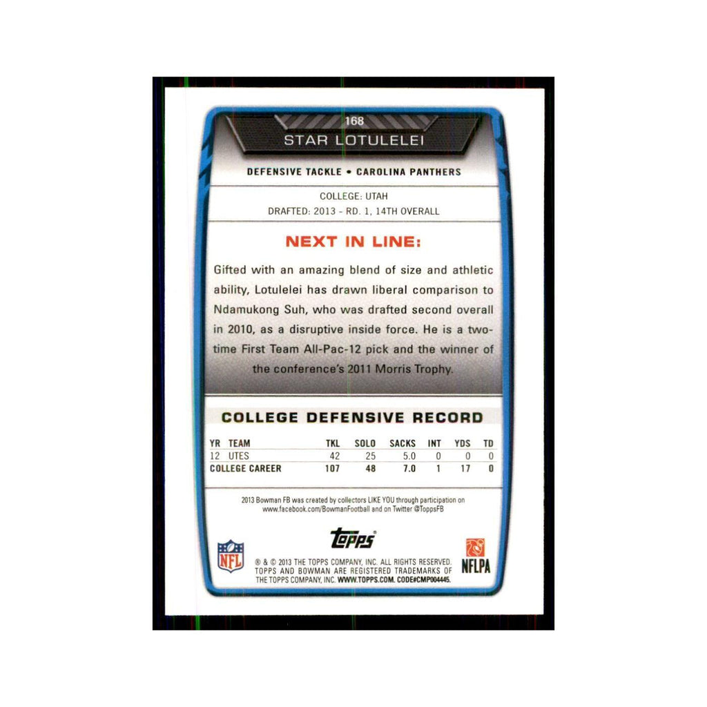 2013 Bowman Star Lotulelei RC Football Cards #168