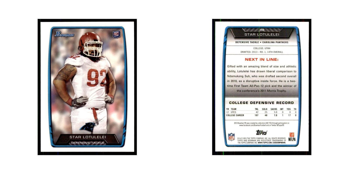 2013 Bowman Star Lotulelei RC Football Cards #168