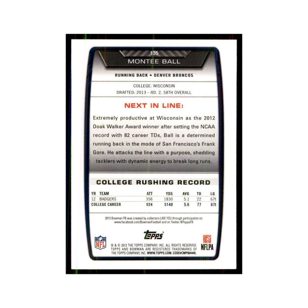 2013 Bowman Montee Ball RC Football Cards #135