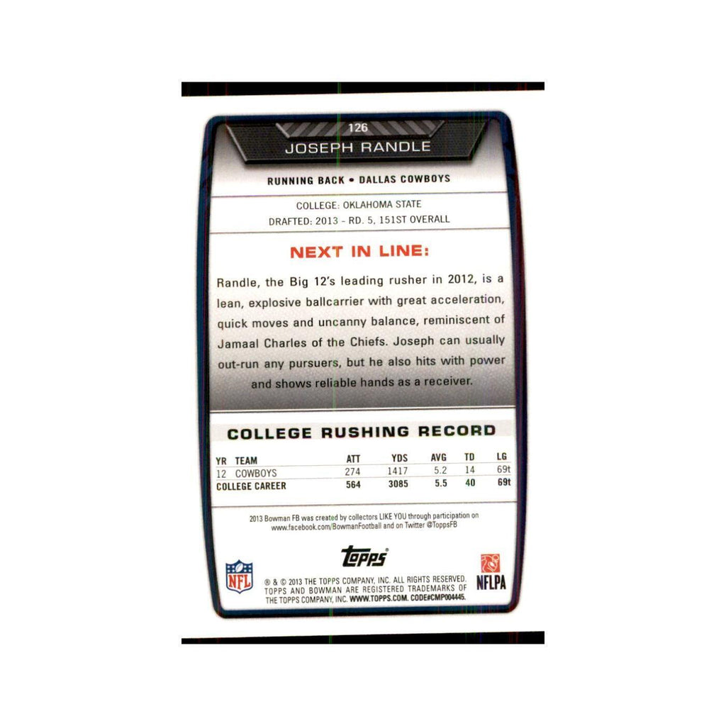 2013 Bowman Joseph Randle RC Football Cards #126