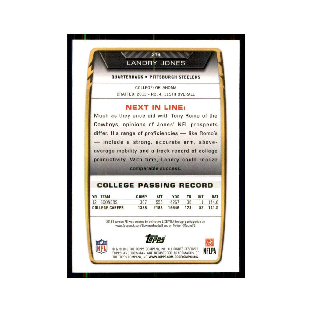 2013 Bowman Landry Jones RC Football Cards #219