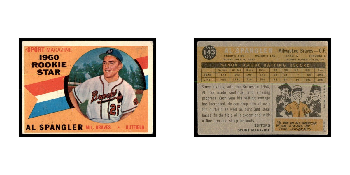 1960 Topps (damaged) Al Spangler RC Baseball Cards #143